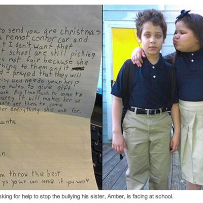 Family Love: Young Boy Asks Santa For Help Protecting His Sister From Bullies